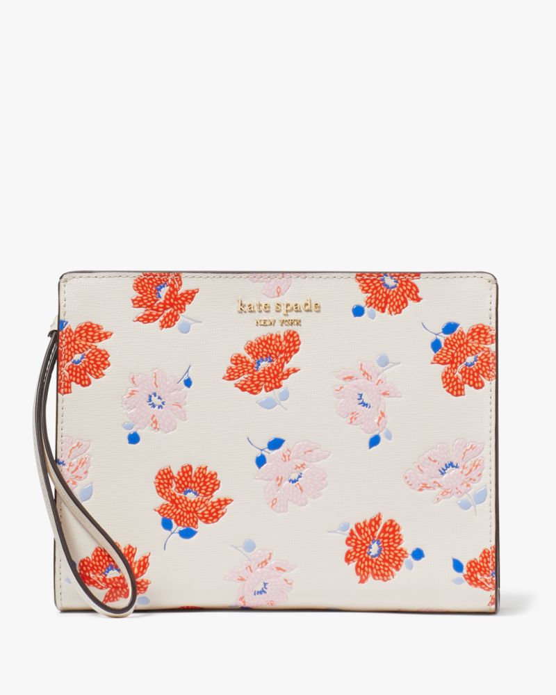 Morgan Dotty Floral Embossed Gusseted Wristlet