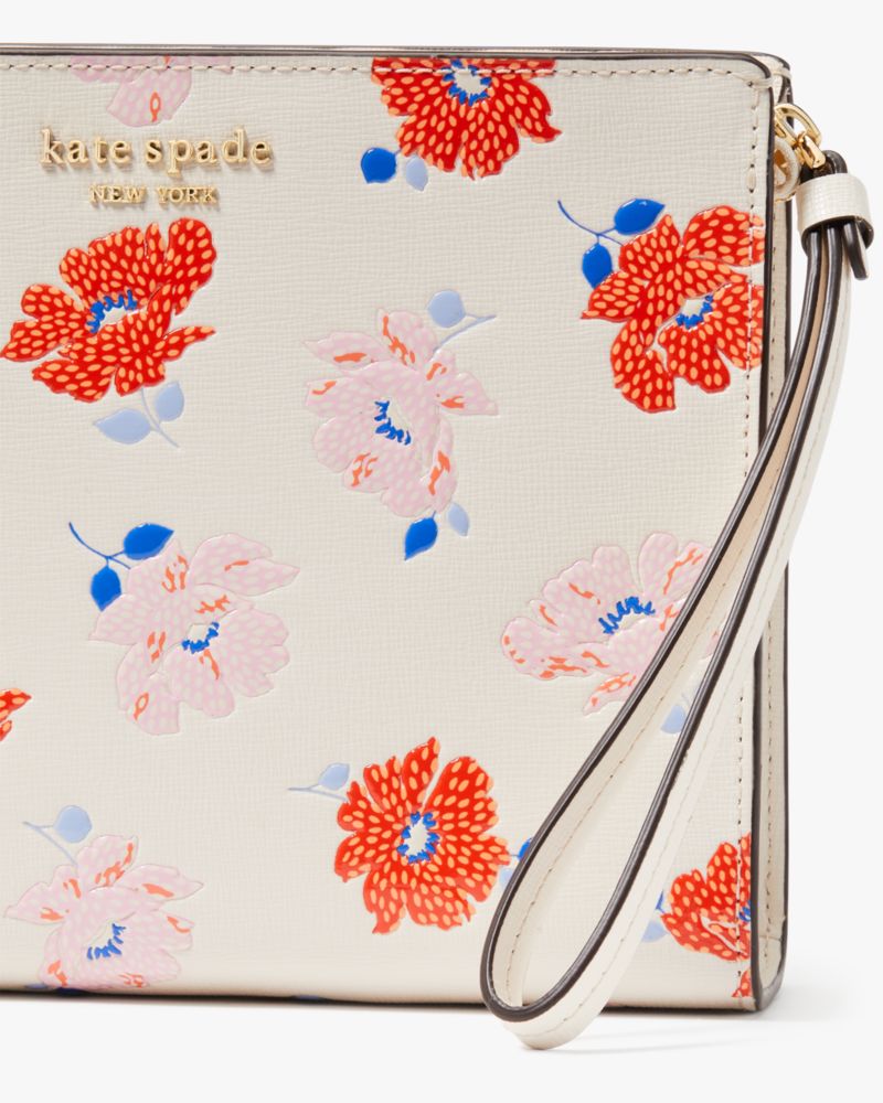 Morgan Dotty Floral Embossed Gusseted Wristlet