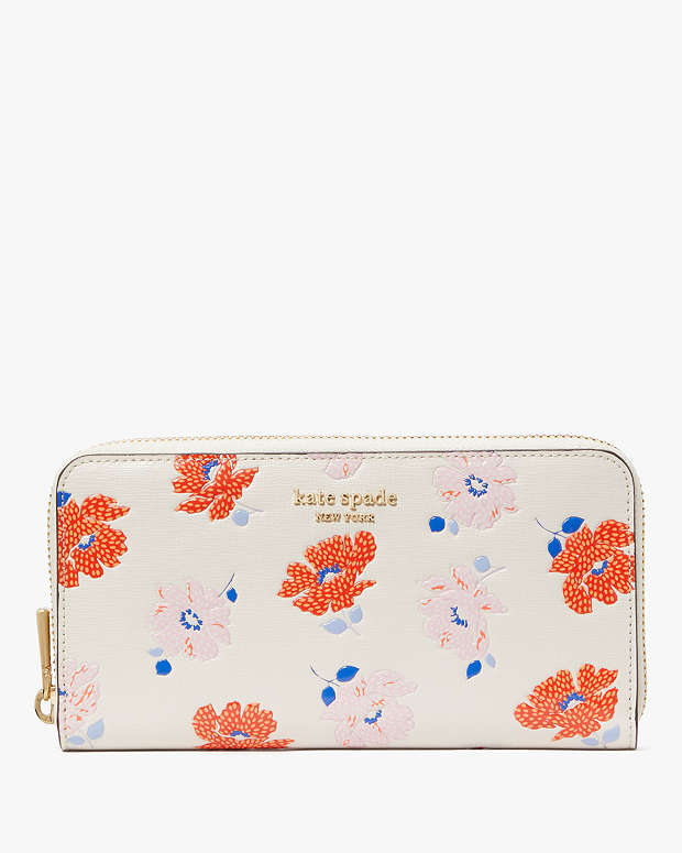 Morgan Dotty Floral Embossed Zip Around Continental Wallet | Kate