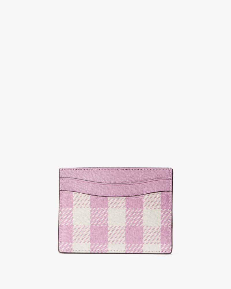 Kate Spade,Morgan Gingham Field Card Holder,Leather,Card Case,Metal,Logo,Casual,