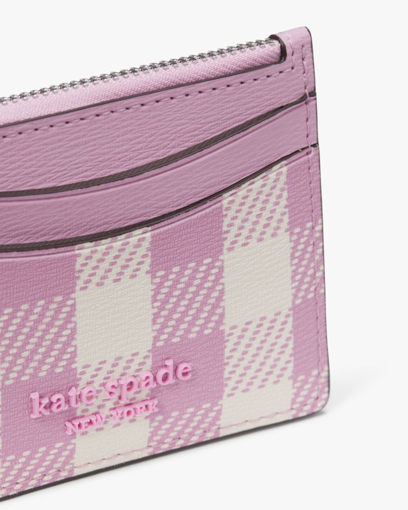 Kate Spade,Morgan Gingham Field Card Case Wristlet,Leather,Wristlet,Card Case,Metal,Logo,Key Ring,Casual,Multi Color