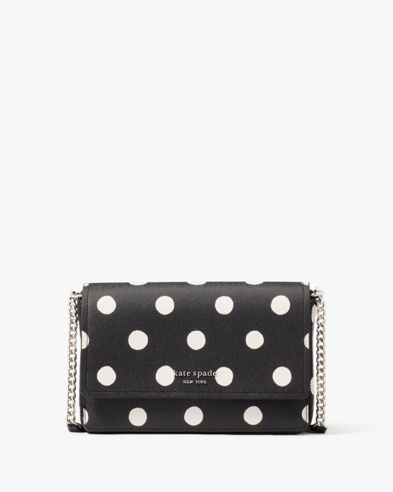 Kate Spade,Morgan Sunshine Dot Faux Leather Flap Chain Wallet,Black Multi