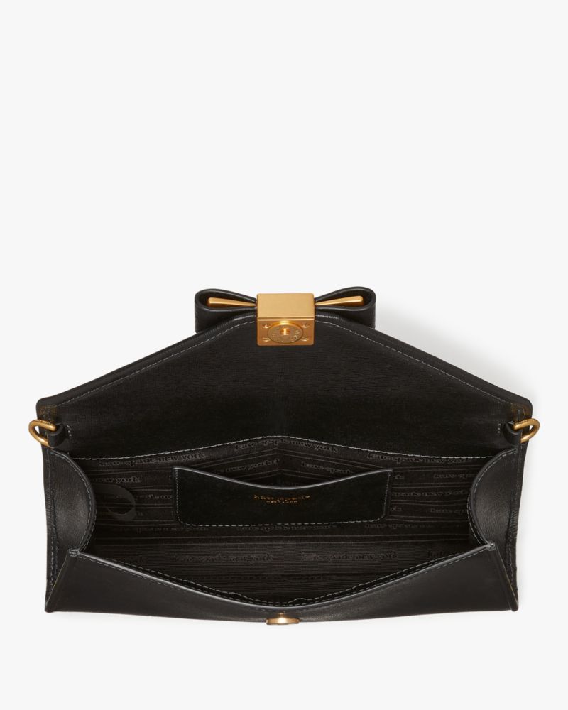 Kate Spade,Morgan Bow Embellished Envelope Flap Crossbody,Black