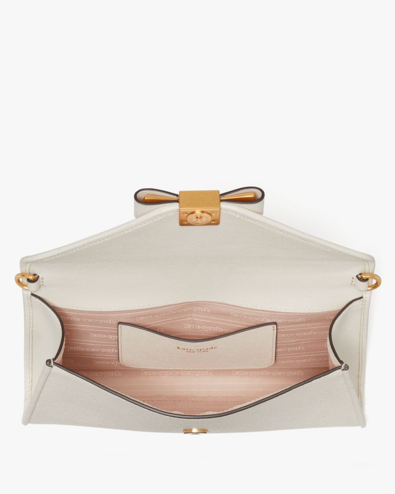 Kate Spade,Morgan Bow Embellished Envelope Flap Crossbody,Parchment