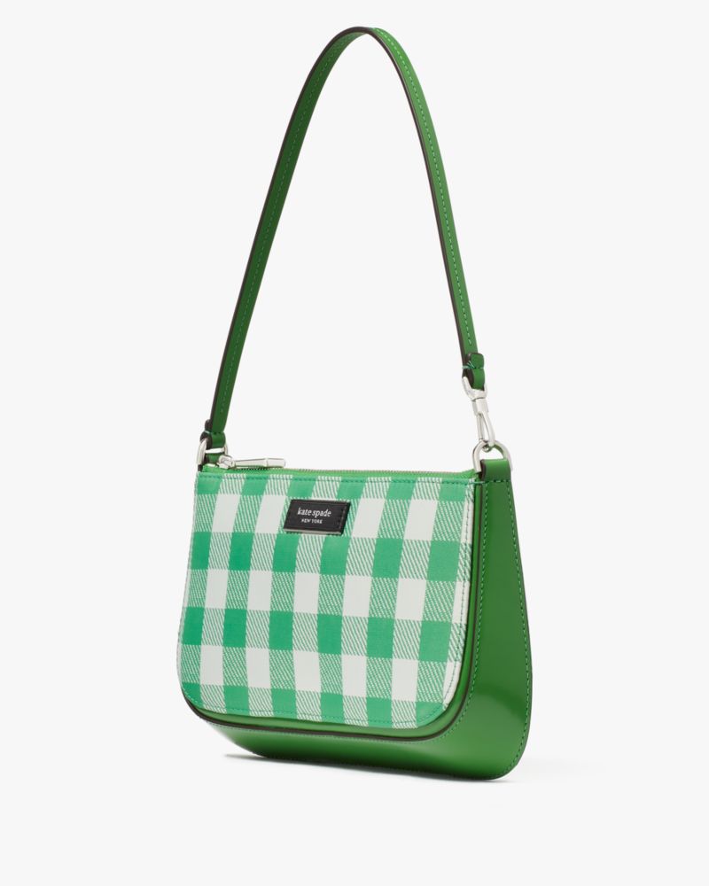 Kate Spade,Sam Icon Gingham Field Mini Pochette,Leather,Pouch,Wristlet,Color Block,Casual,