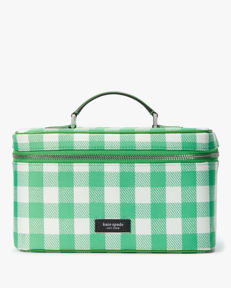 Kate Spade,Sam Icon Gingham Field Vanity Kit,Candy Grass Multi