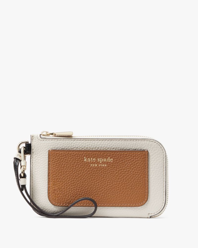 Kate Spade,Ava Colorblocked Coin Card Case Wristlet,Parchment Multi