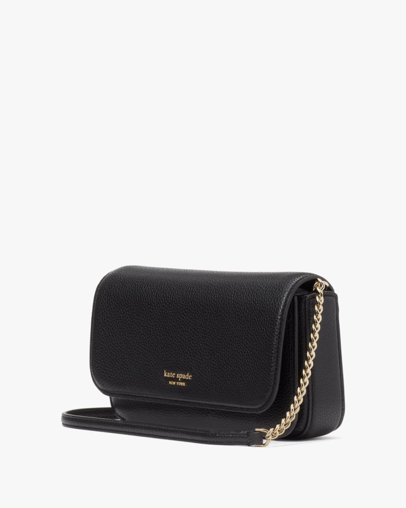 Kate Spade,Ava Chain Wallet,Leather,Crossbody,Card Case,Logo,Metal,Chain Detail,2 in 1,Shoulder Guard,Day Party,Black