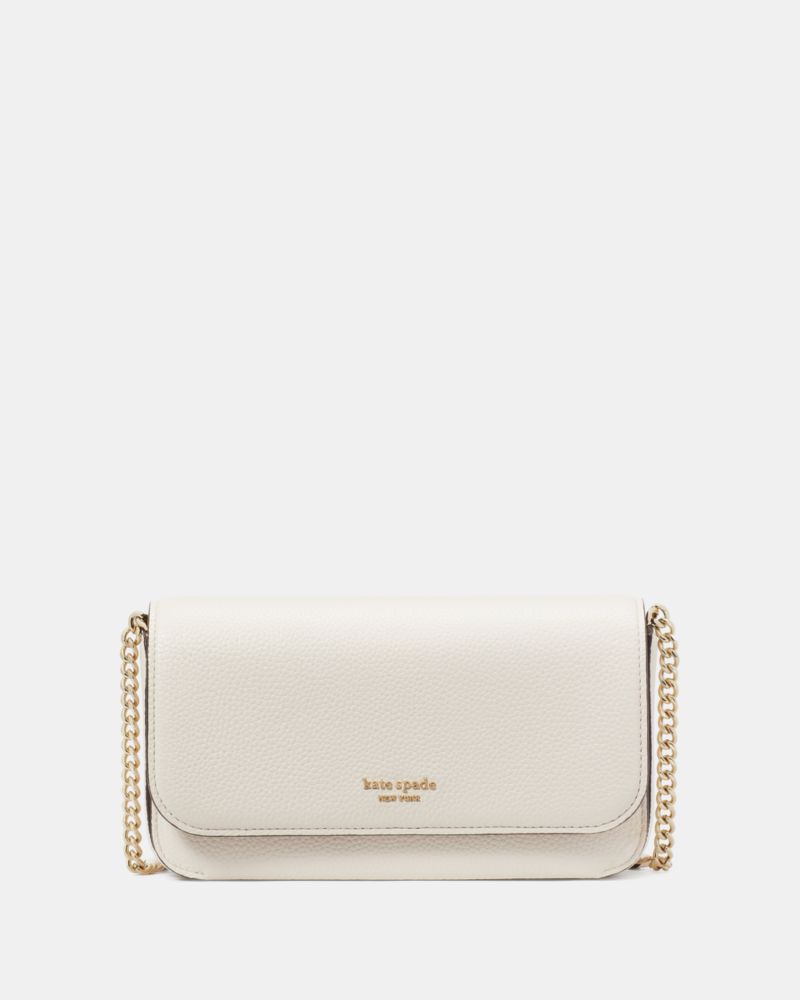 Kate Spade Ava Flap Chain Wallet in Parchment