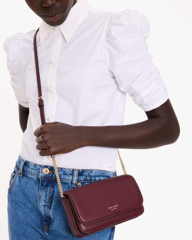 Kate Spade,Ava Flap Chain Wallet,Maroon