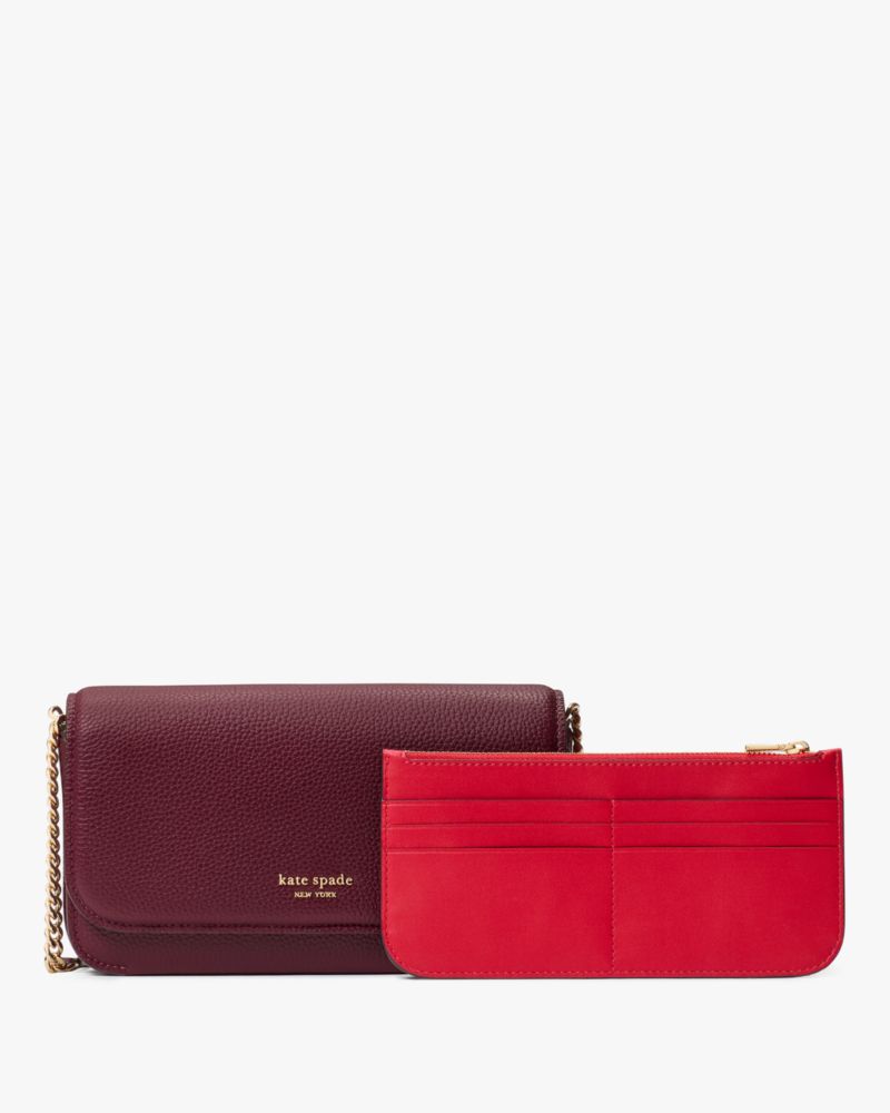 Kate Spade,Ava Flap Chain Wallet,Maroon