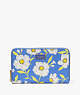 Kate Spade,Katy Sunshine Floral Textured Leather Medium Zip-Around Wallet,Fluorite Multi