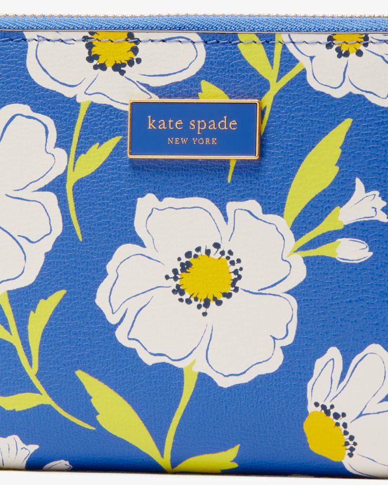 Katy Sunshine Floral Textured Leather Medium Zip-around Wallet