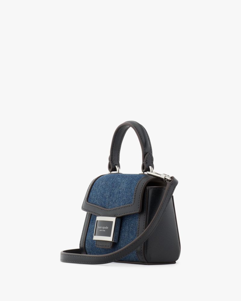 Kate Spade,Katy Denim Micro Crossbody,Denim,Crossbody,Color Block,Logo,Day Party,Navy