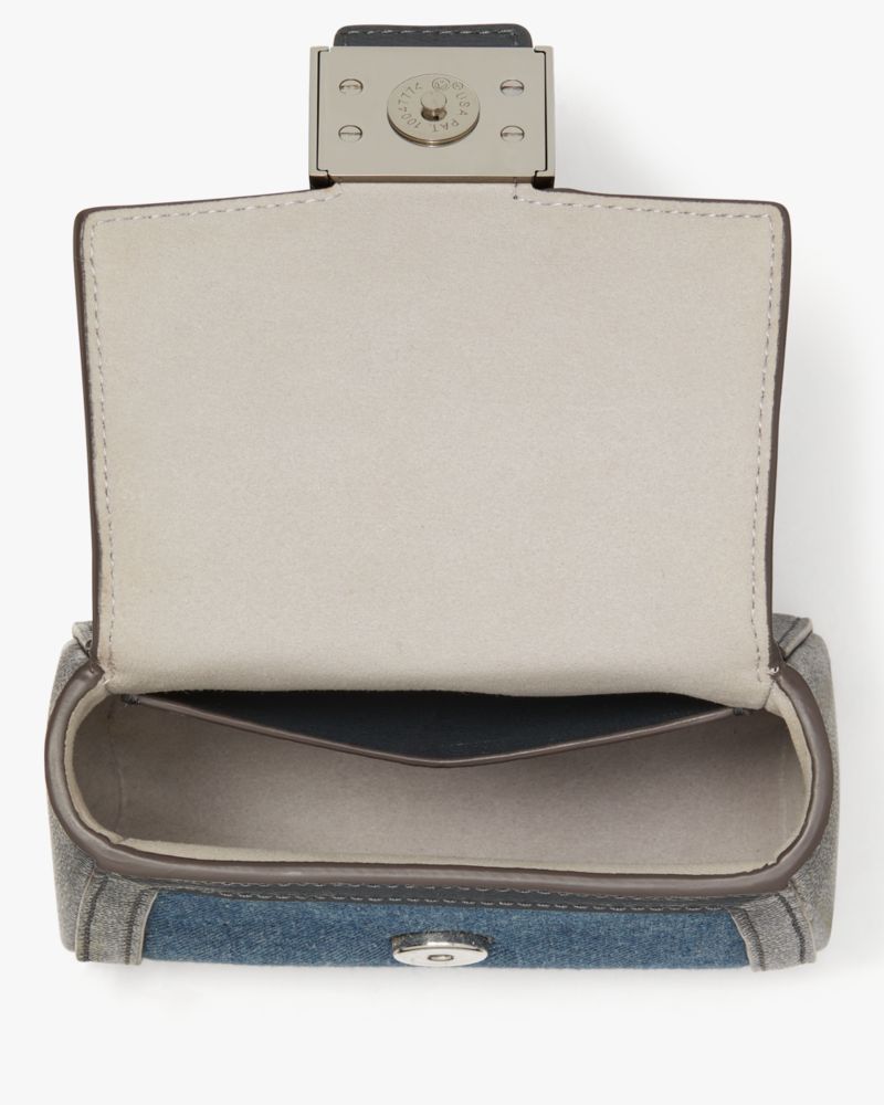 Kate Spade,Katy Denim Micro Crossbody,Denim,Crossbody,Color Block,Logo,Day Party,Navy