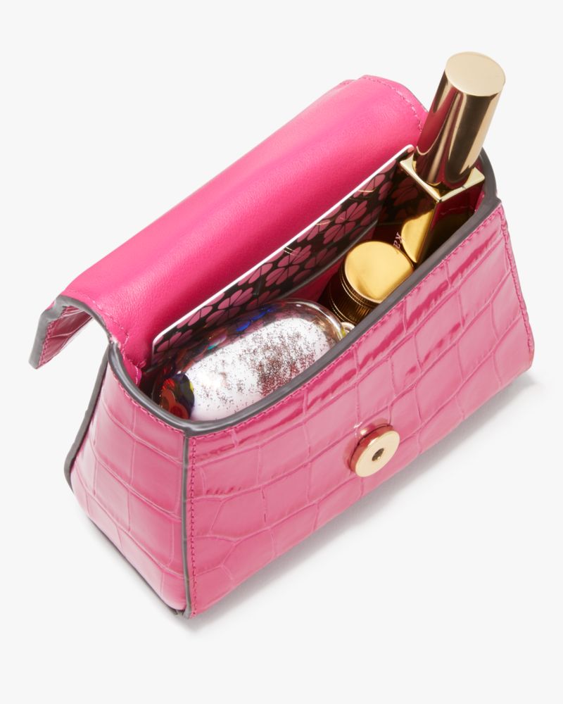 バッグ KATY Kate Spade Leila Mini Zip Crossbody Bag Pink Leather Purse