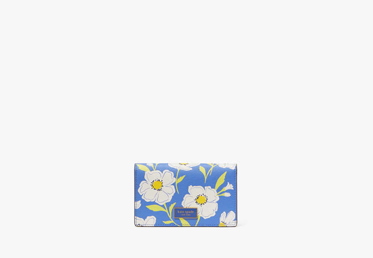 Kate Spade,Katy Sunshine Floral Textured Leather Small Bifold Snap Wallet,Fluorite Multi