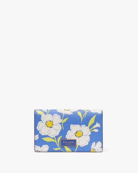 Kate Spade,Katy Sunshine Floral Textured Leather Small Bifold Snap Wallet,Fluorite Multi