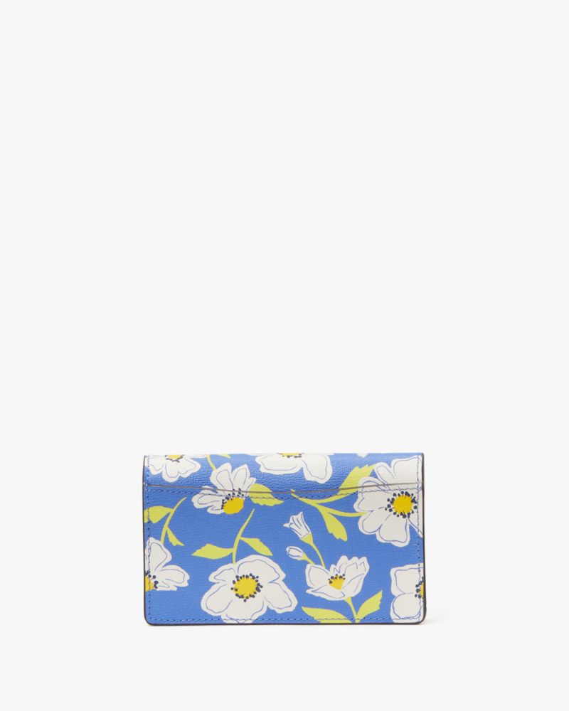 Kate Spade,Katy Sunshine Floral Textured Leather Small Bifold Snap Wallet,Leather,Bi Fold,Logo,Metal,Casual,