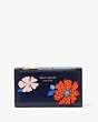 Kate Spade,Dotty Bloom Flower Applique Small Slim Bifold Wallet,Parisian Navy Multi