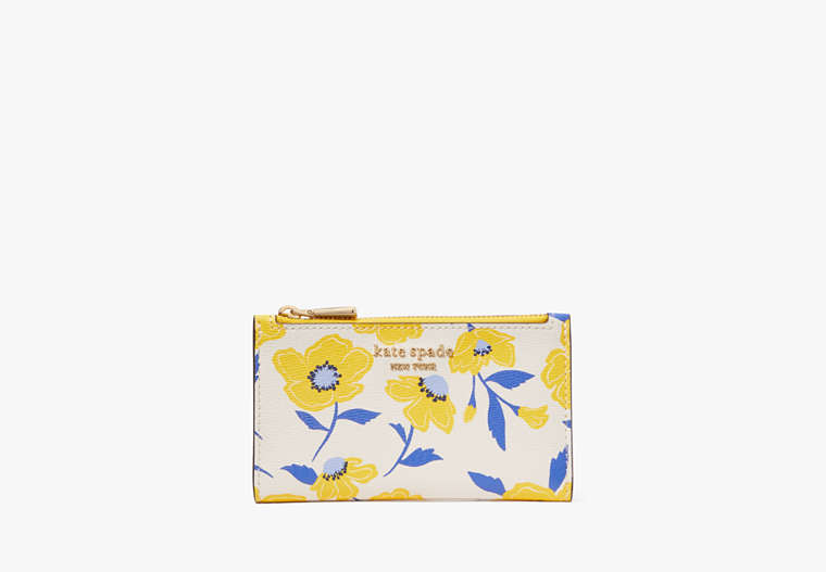Kate Spade,Morgan Sunshine Floral Small Slim Bifold Wallet,Cream Multi