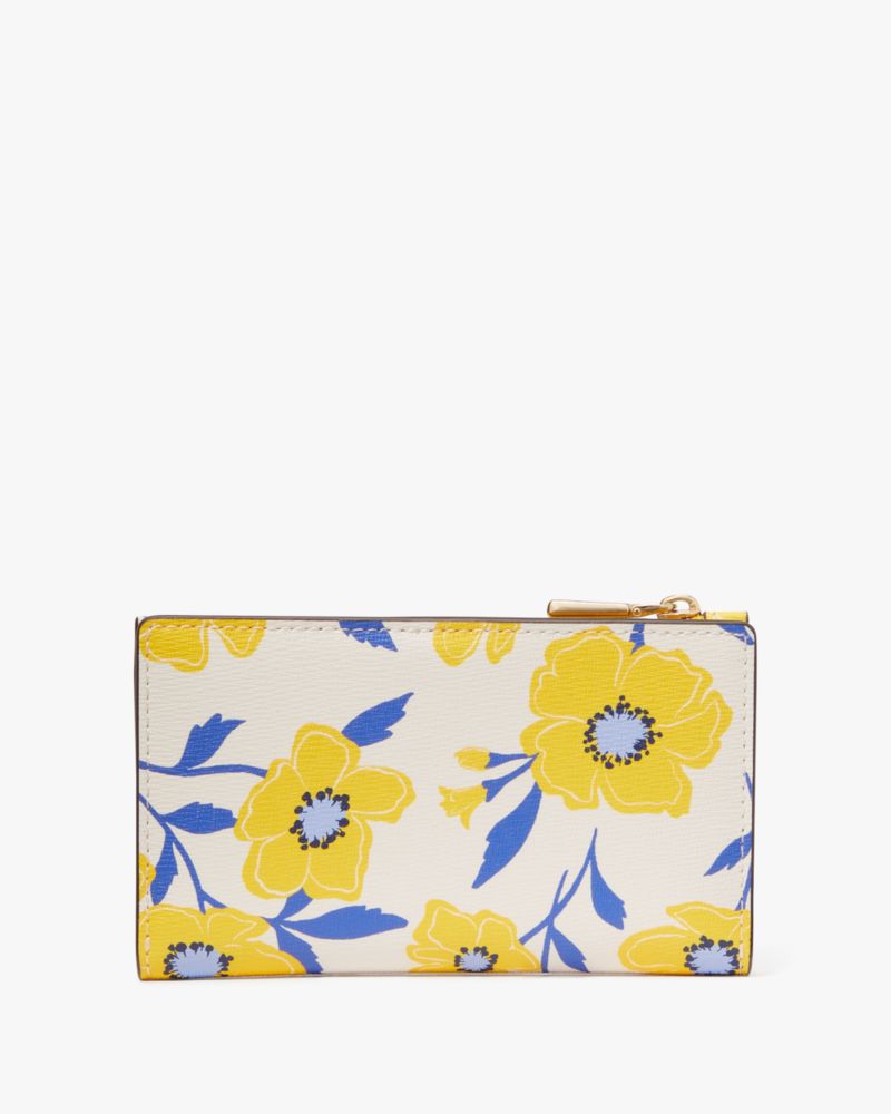 Kate Spade,Morgan Sunshine Floral Small Slim Bifold Wallet,Cream Multi