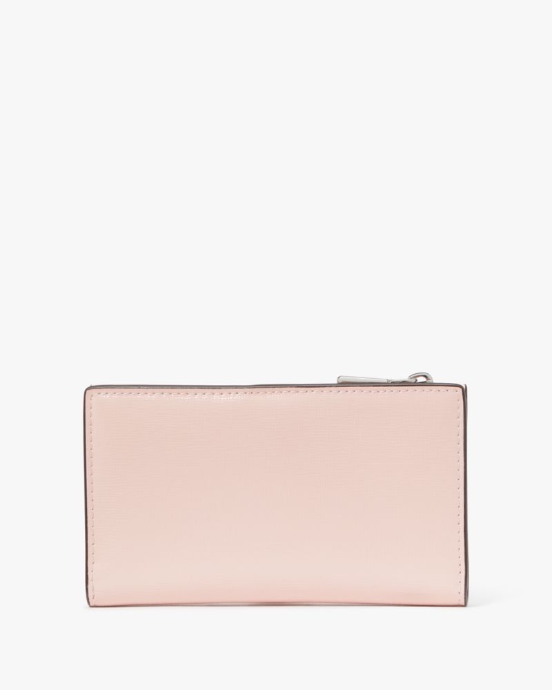 Kate Spade,Morgan Bow Embellished Patent Leather Small Slim Bifold Wallet,Crepe Pink