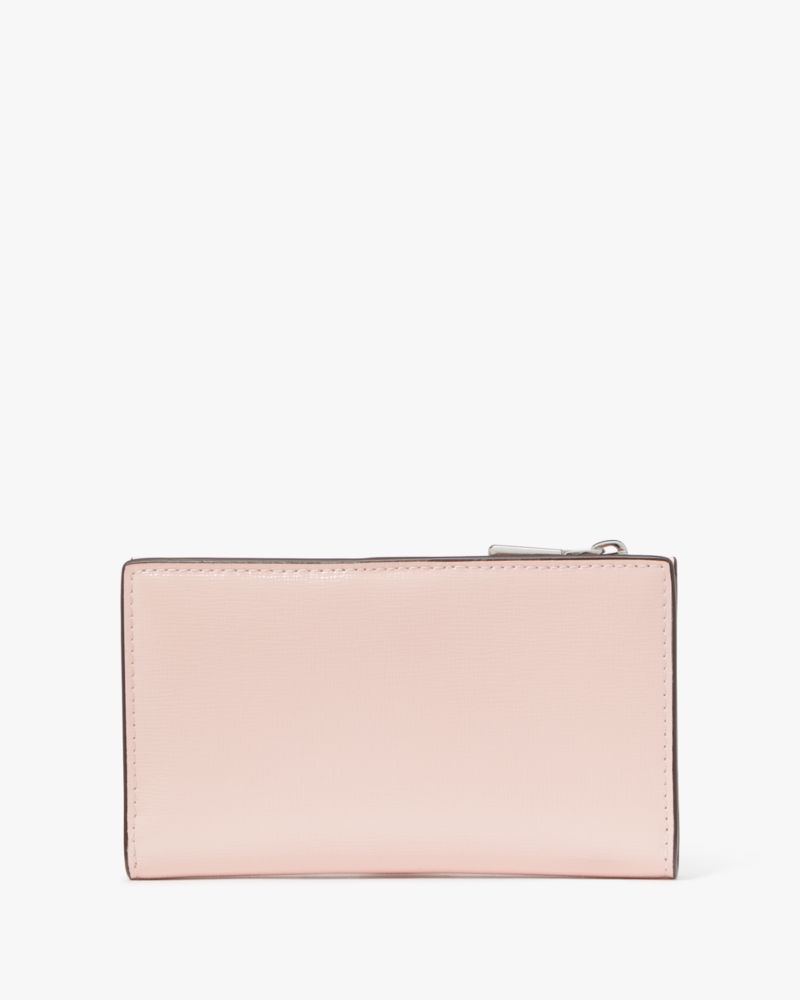 Kate Spade,Morgan Bow Embellished Patent Leather Small Slim Bifold Wallet,Leather,Bi Fold,Metal,Logo,Bow,Scratch Resistant...,