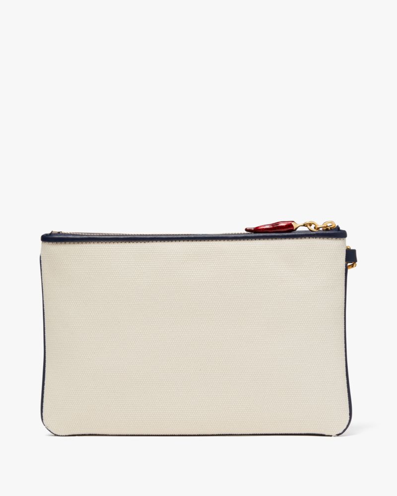 Kate Spade,Spice It Up Embellished Canvas Wristlet,White Multi