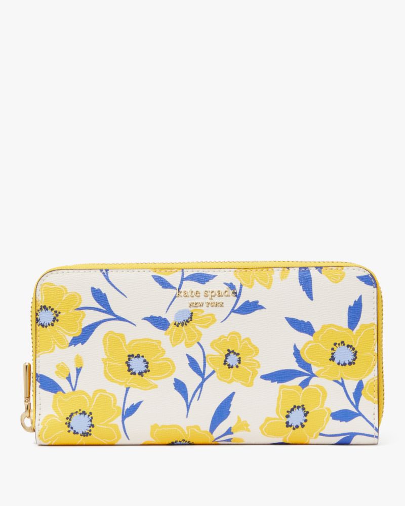 Kate Spade,モーガン サンシャイン フローラル プリント ジップ アラウンド コンチネンタル ウォレット,長財布,クリームマルチ