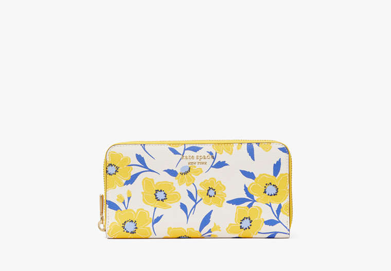 Kate Spade,Morgan Sunshine Floral Printed Zip-Around Continental Wallet,Cream Multi image number 0