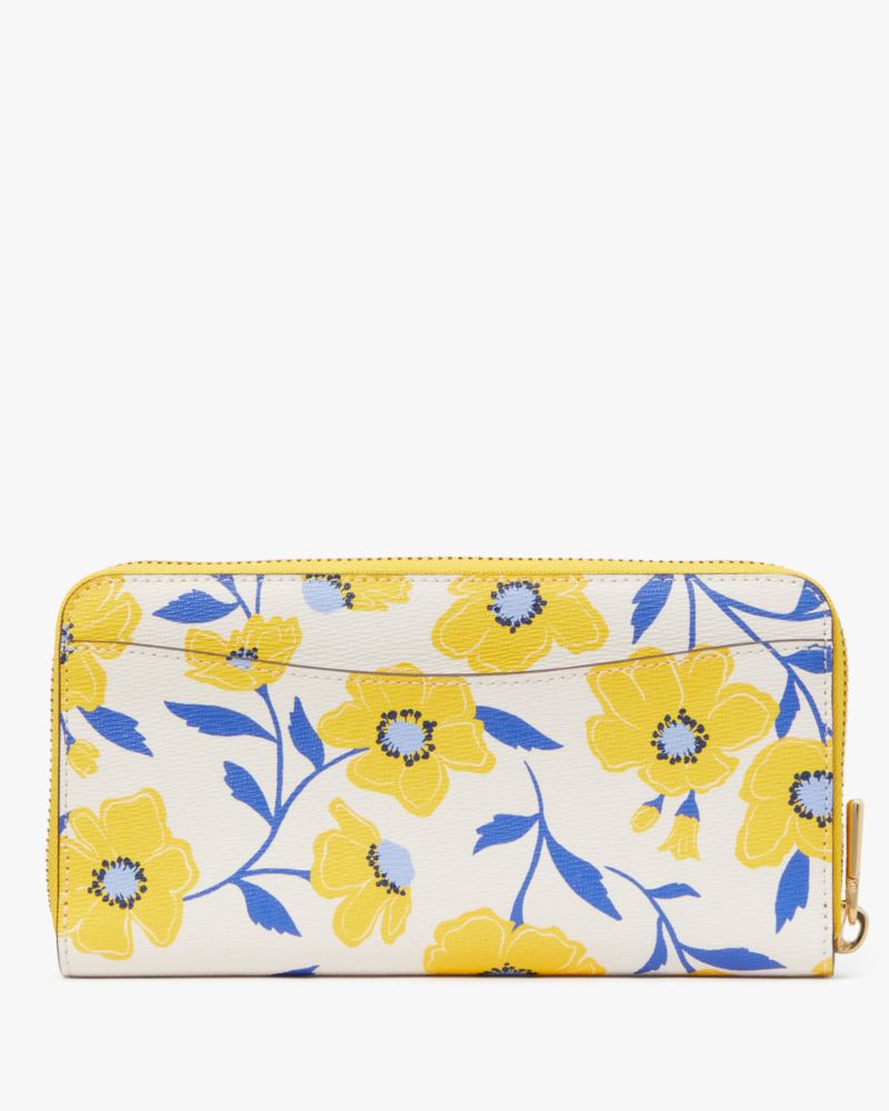 Kate Spade,Morgan Sunshine Floral Printed Zip-Around Continental Wallet,Cream Multi