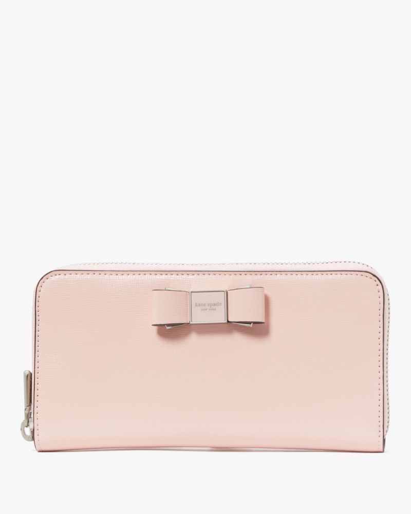 Kate Spade,Morgan Bow Embellished Patent Leather Zip-around Wallet,Crepe Pink