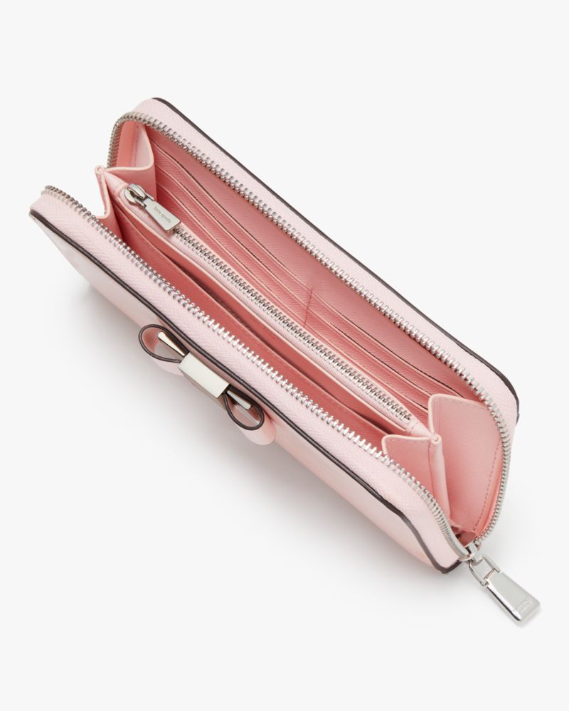 Kate Spade,Morgan Bow Embellished Patent Leather Zip-around Wallet,Crepe Pink