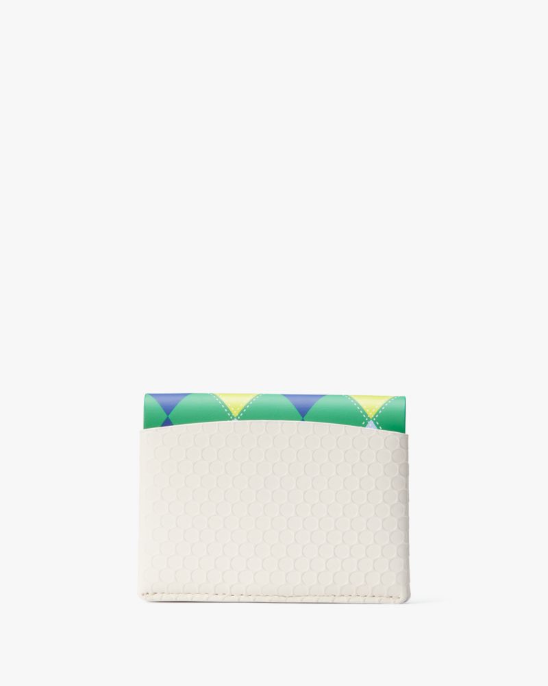 Kate Spade,Tee Time Leather Card Case,White Multi