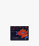 Kate Spade,Dotty Bloom Flower Applique Leather Card Holder,Parisian Navy Multi