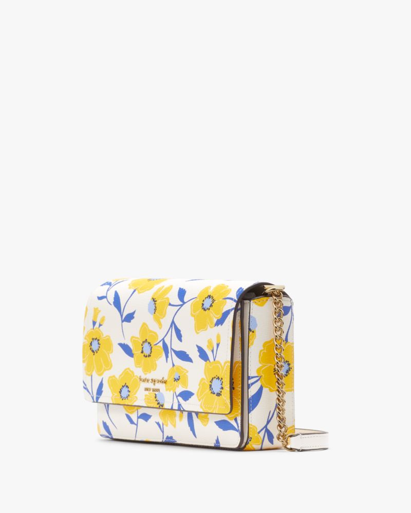 Kate Spade,Morgan Sunshine Floral Printed Flap Chain Wallet,Cream Multi