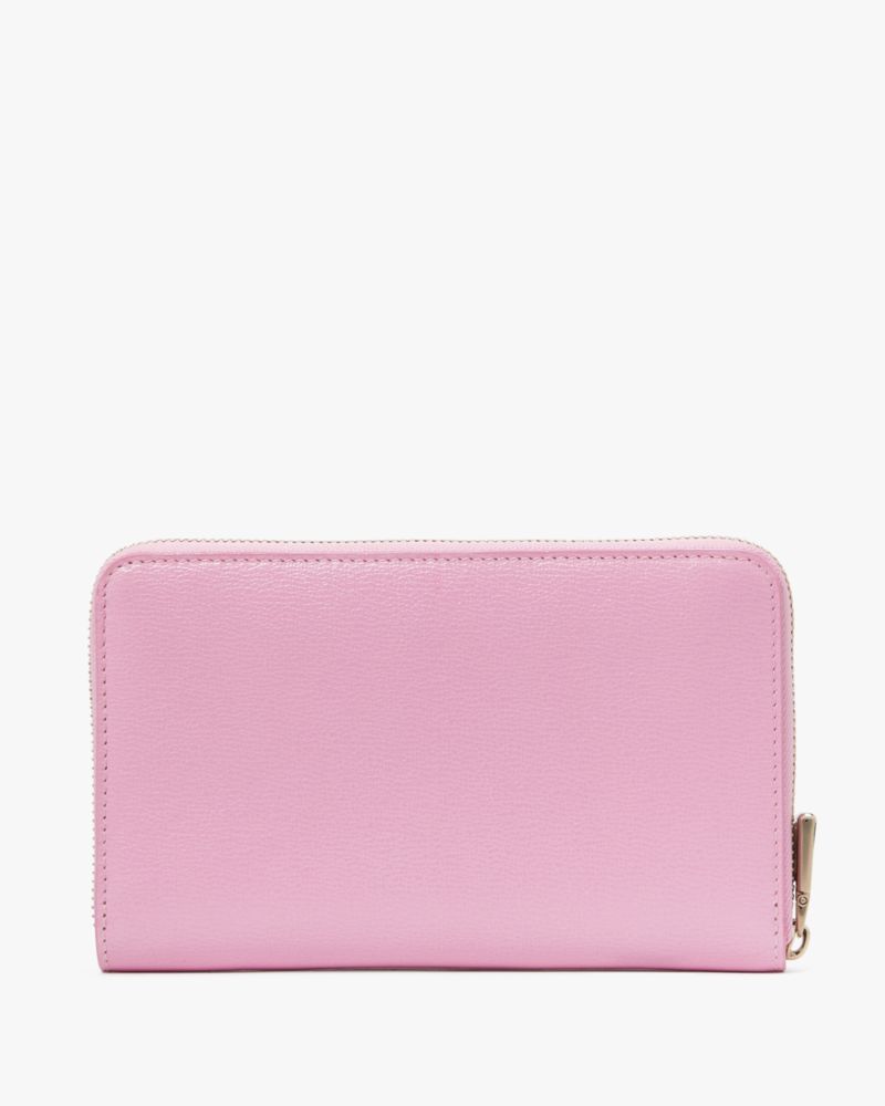Kate Spade,Katy Shiny Medium Zip-around Wallet,Leather,Bi Fold,Metal,Logo,Casual,