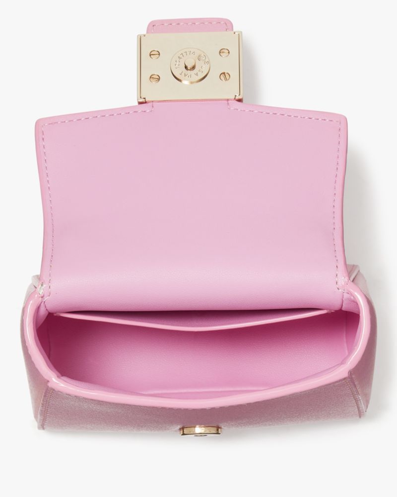 Kate Spade,Katy Shiny Micro Crossbody,Leather,Crossbody,Logo,Day Party,Pink