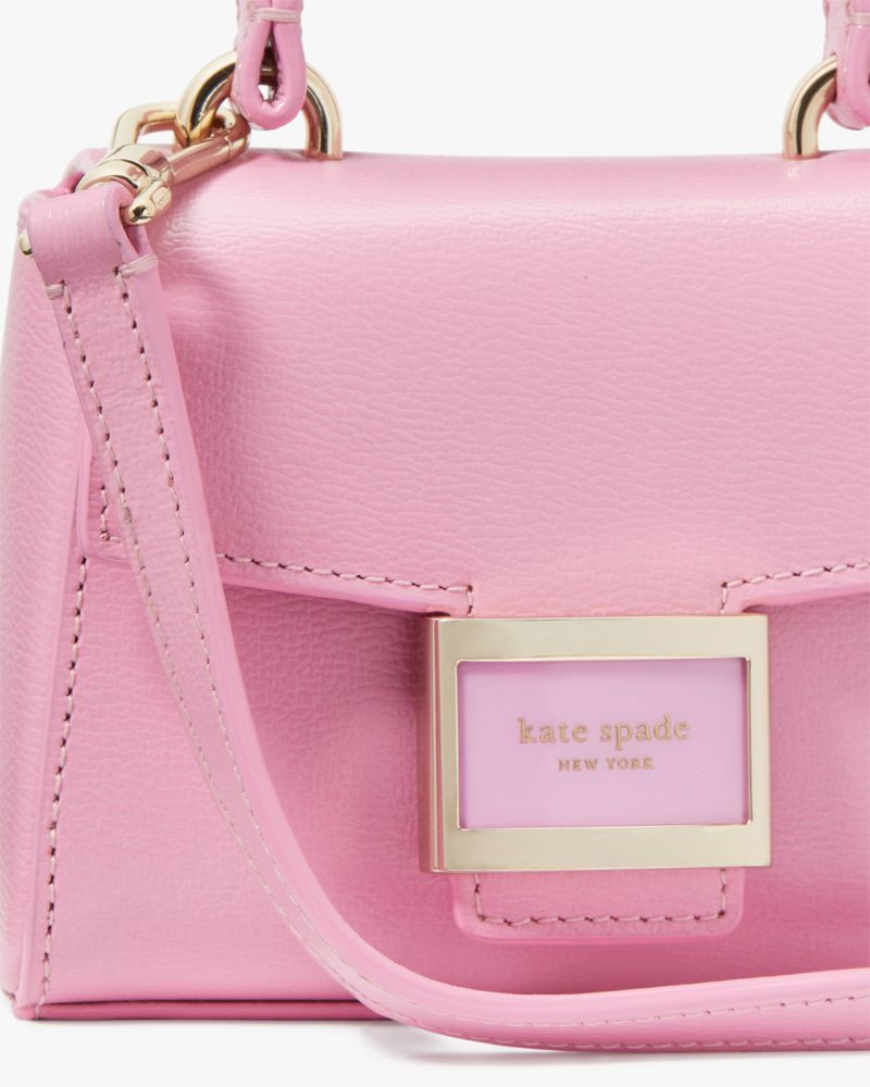 Kate Spade,Katy Shiny Micro Crossbody,Leather,Crossbody,Logo,Day Party,Pink