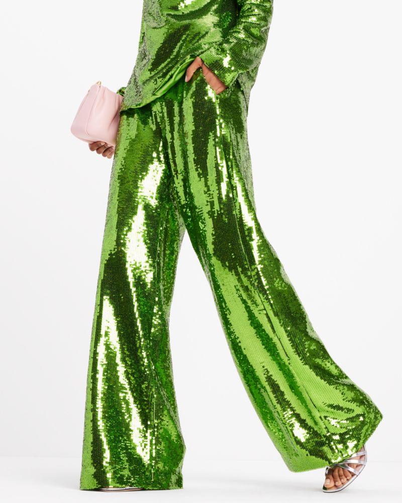 Kate Spade,Sequin Pants,Green Shimmer