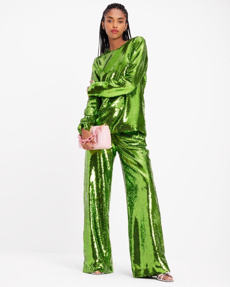 Kate Spade,Sequin Pants,Green Shimmer