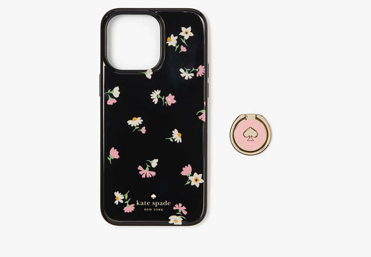 Kate Spade,Floral Waltz Stability Ring and Case iPhone 15 Pro,Black Multi image number 0