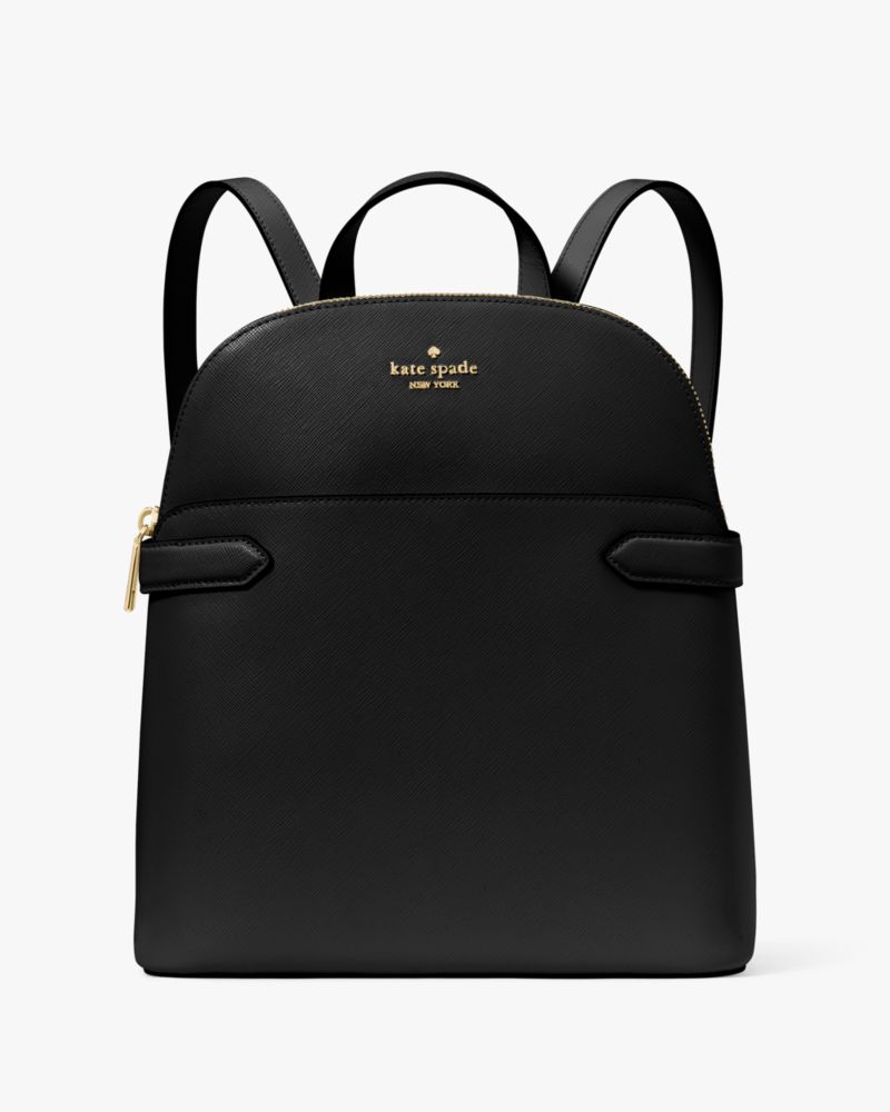 Kate Spade,Staci Medium Dome Backpack,Lining Leather,Backpack,Metal,Logo,Lined,Casual,Black