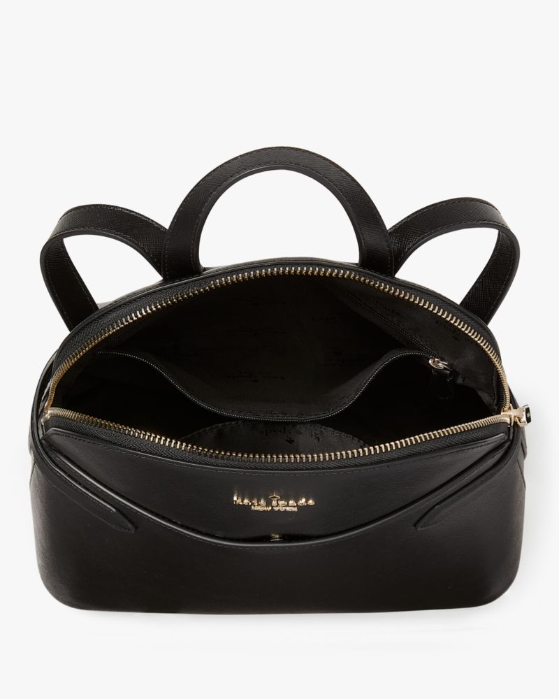 Kate Spade,Staci Medium Dome Backpack,Lining Leather,Backpack,Logo,Metal,Lined,Casual,Black