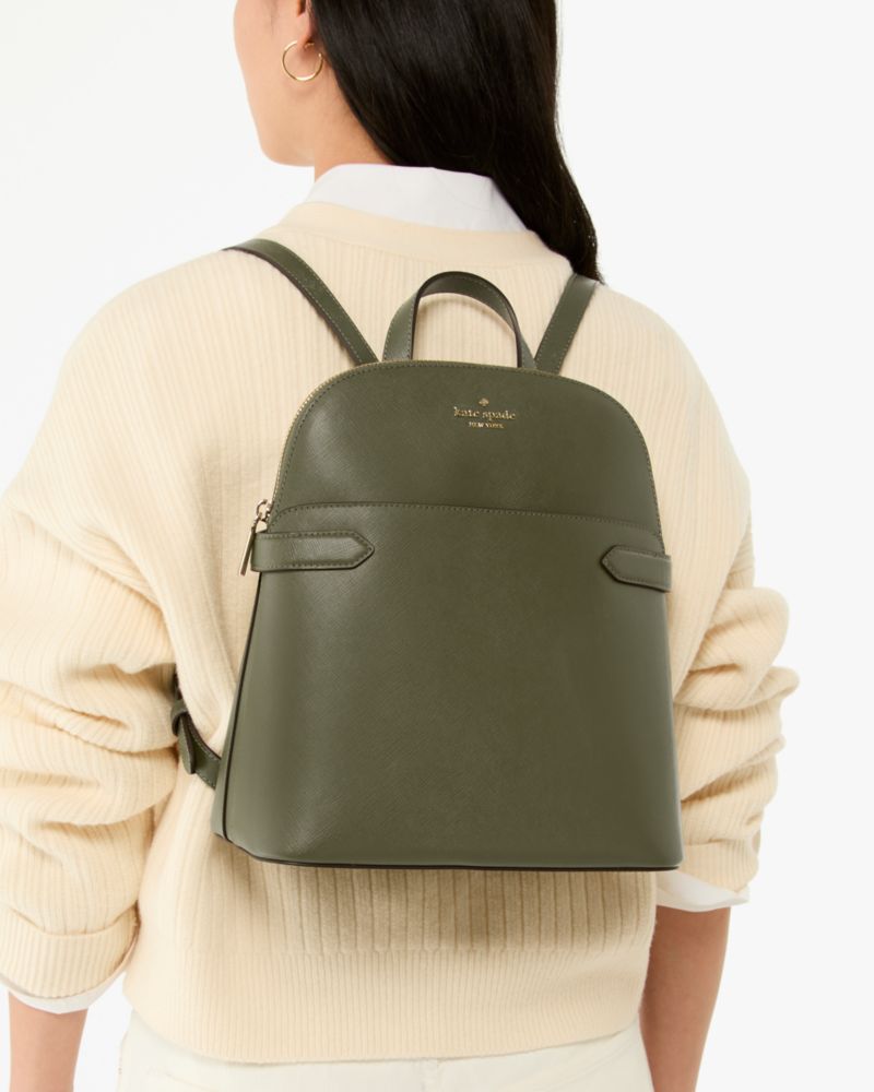 Kate Spade,Staci Medium Dome Backpack,Lining Leather,Backpack,Metal,Logo,Lined,Casual,