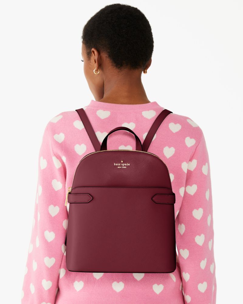 Kate Spade,Staci Medium Dome Backpack,Lining Leather,Backpack,Metal,Logo,Lined,Casual,