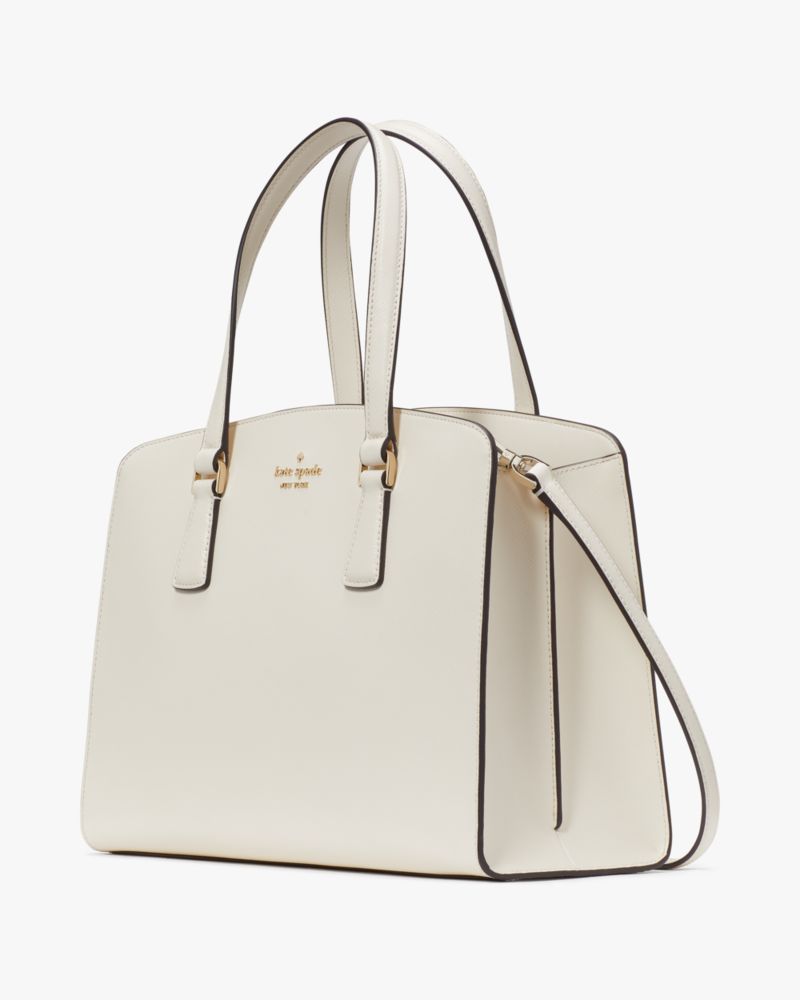 Kate Spade,Perry Medium Satchel,Lining Leather,Satchel,Logo,Metal,Lined,Work,White