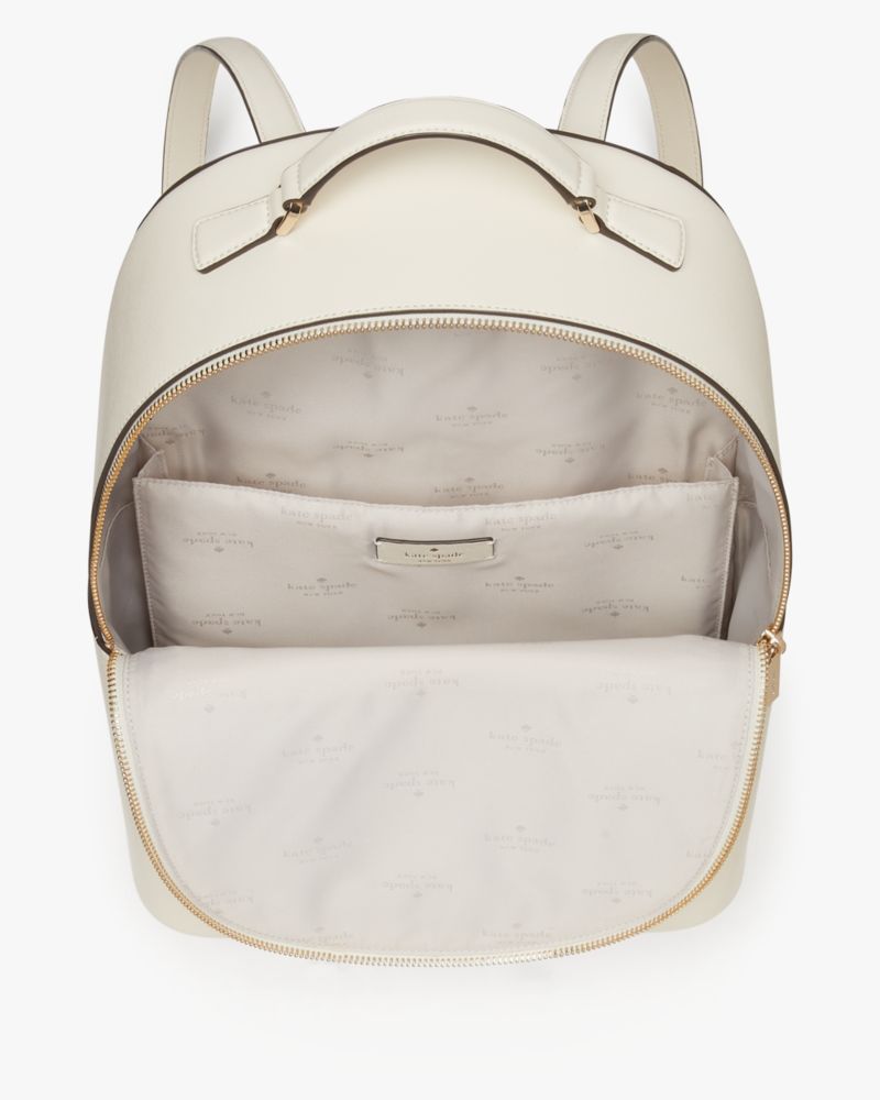 Kate Spade,Perry Leather Large Backpack,Lining Leather,Backpack,Logo,Metal,Lined,Casual,