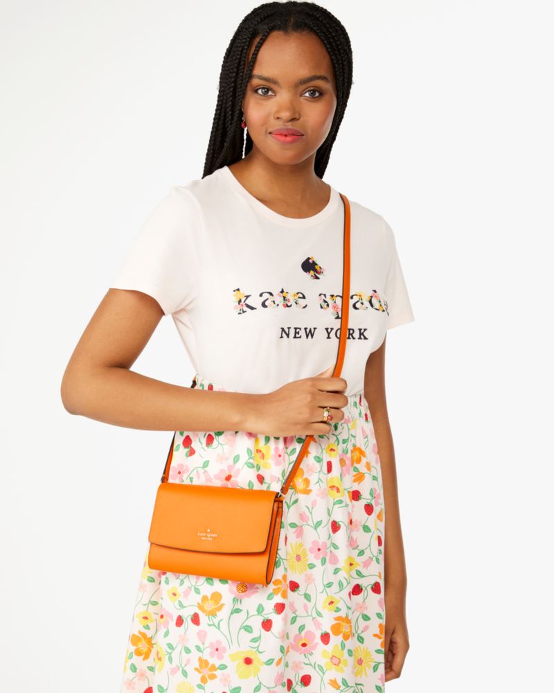 Kate Spade,Perry Leather Crossbody,Turmeric Root